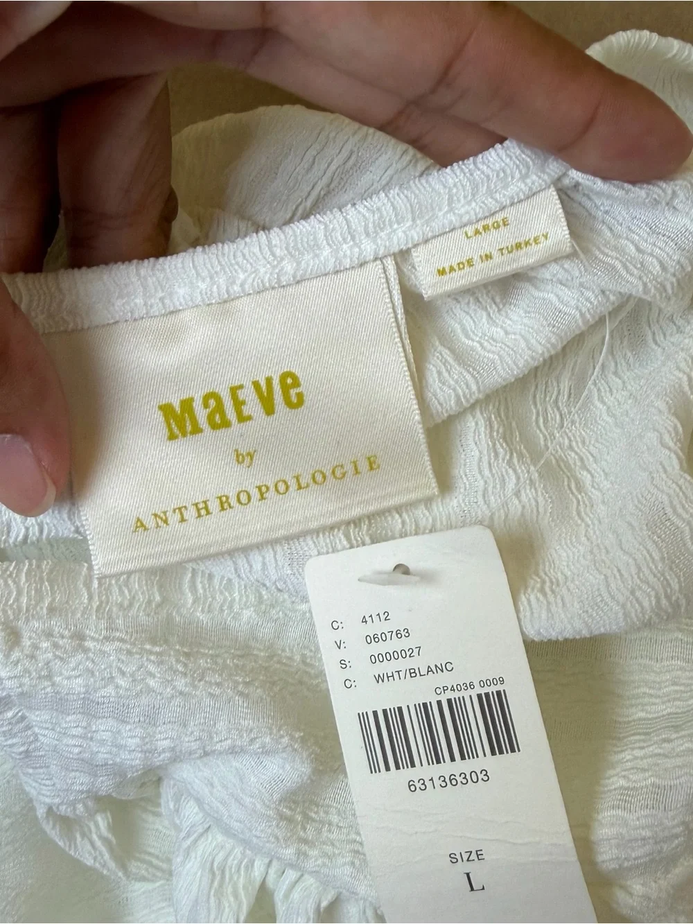 Anthropologie Maeve Ruched Puff-Sleeved Blouse in White